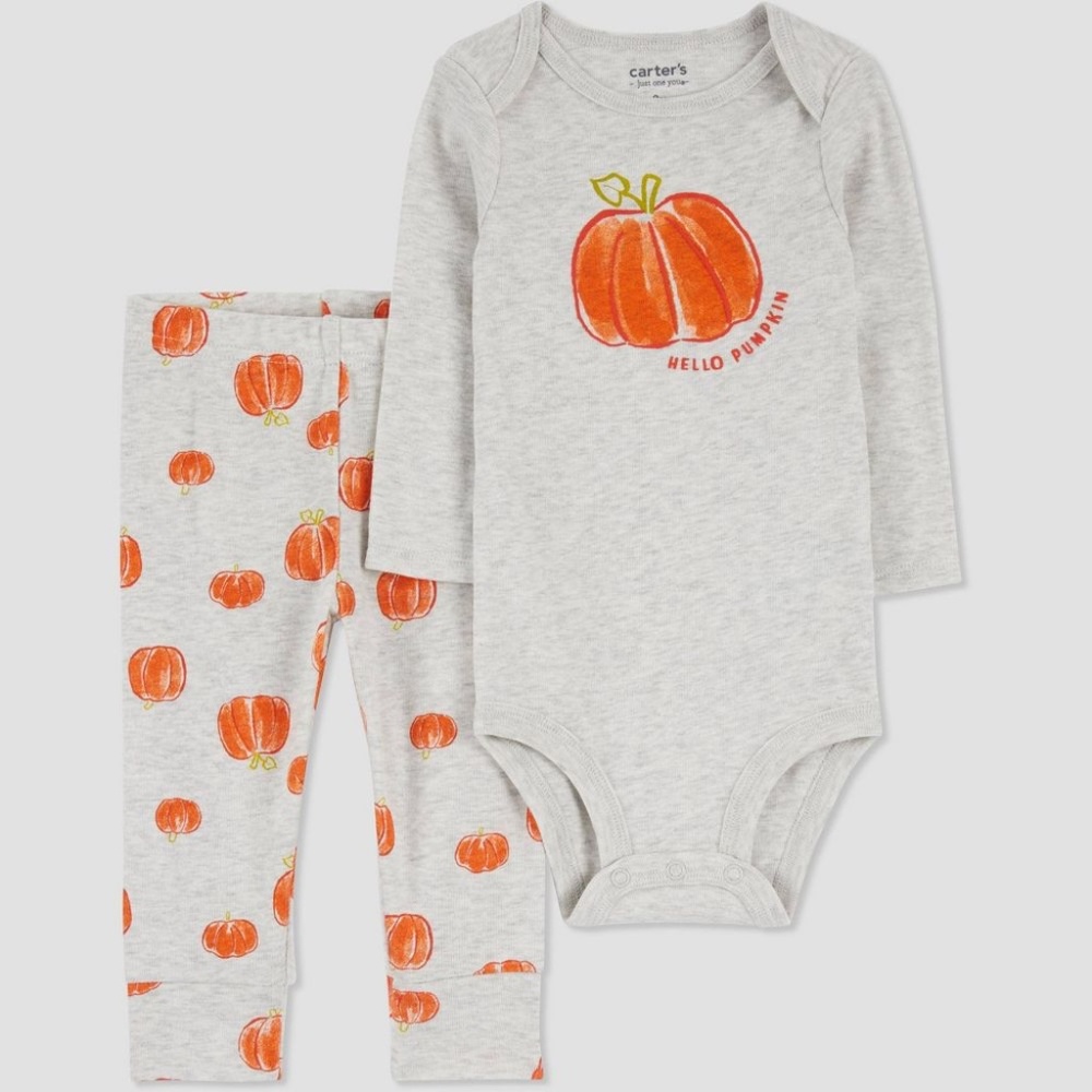 Carter's JOY Baby 'Hello Pumpkin' Thanksgiving or Halloween Top & Bottom Set Nwt